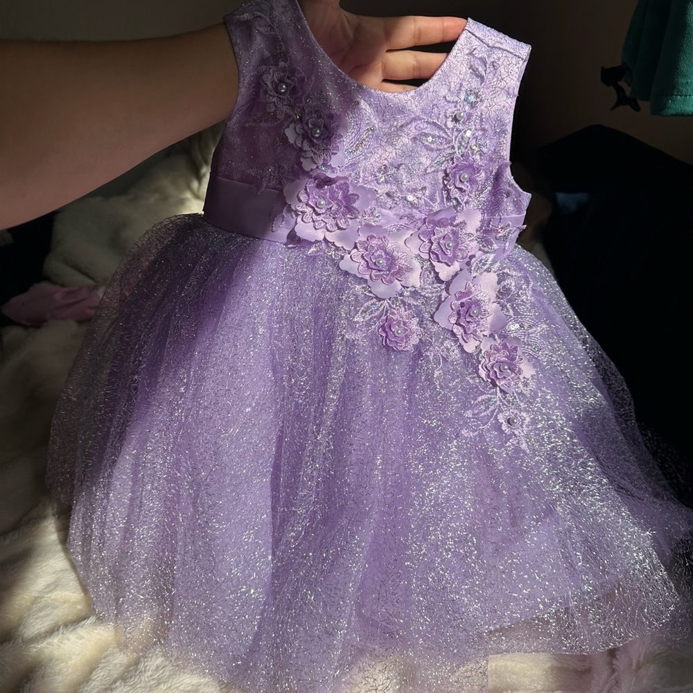 Purple Floral Tulle Dress